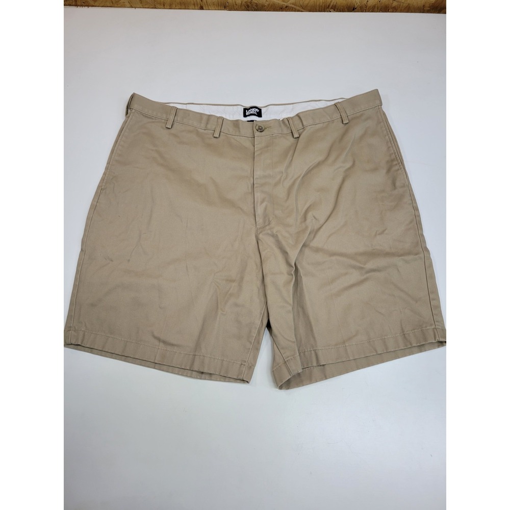 Lands End Mens Shorts 44 Traditional Fit Khaki Tan Chino Flat Front Big Tall